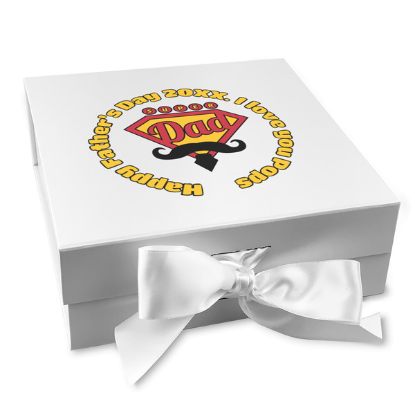 Custom Hipster Dad Gift Box with Magnetic Lid - White (Personalized)