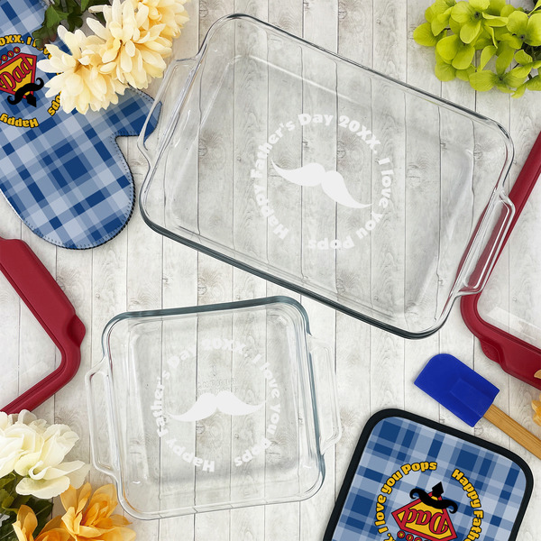 Hipster Dad Glass Baking Dish Set - LIFESTYLE