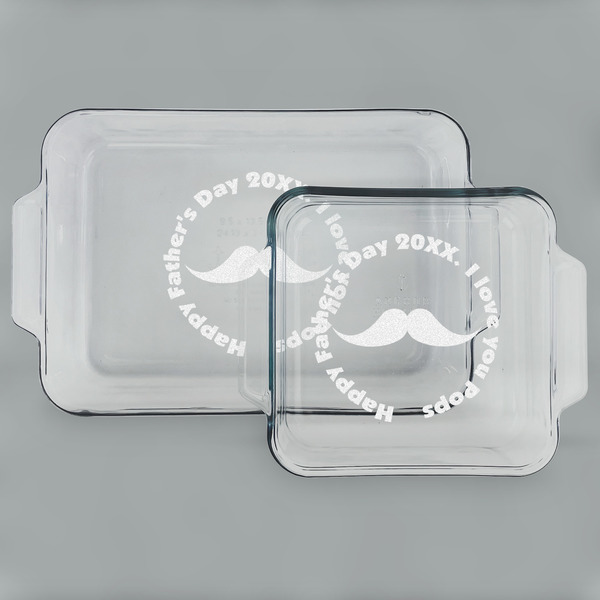 Custom Hipster Dad Set of Glass Baking & Cake Dish - 13in x 9in & 8in x 8in (Personalized)