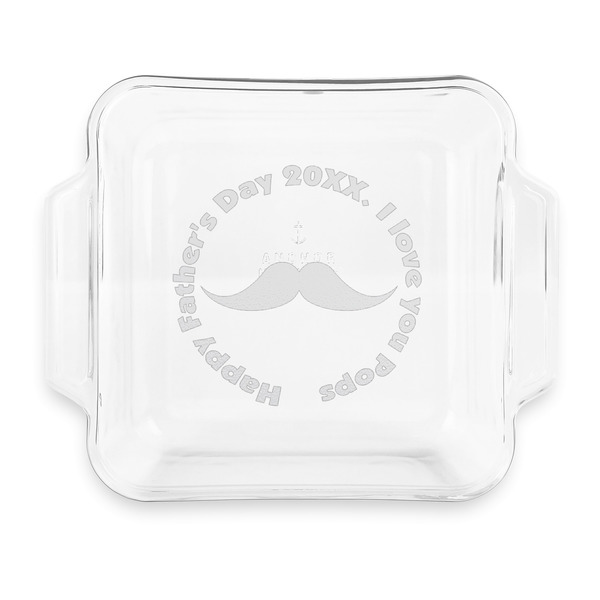Custom Hipster Dad Glass Cake Dish with Truefit Lid - 8in x 8in (Personalized)