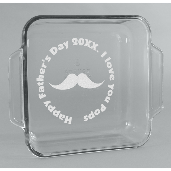 Custom Hipster Dad Glass Cake Dish - 8in x 8in (Personalized)