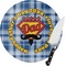 Hipster Dad Round Glass Cutting Board (Personalized)