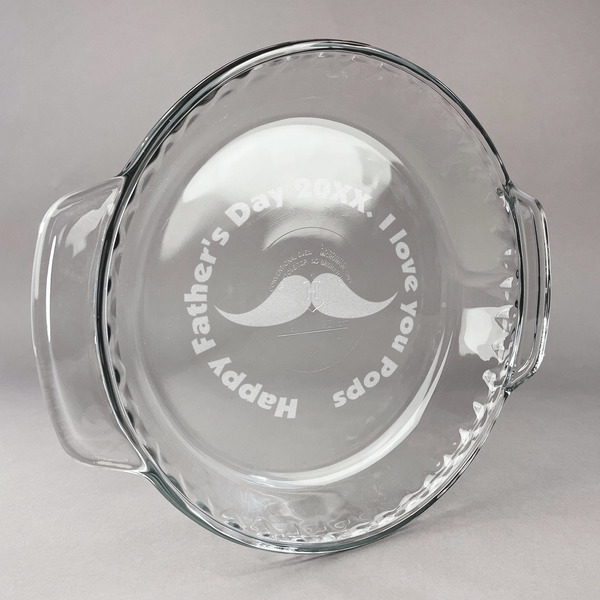 Custom Hipster Dad Glass Pie Dish - 9.5in Round (Personalized)