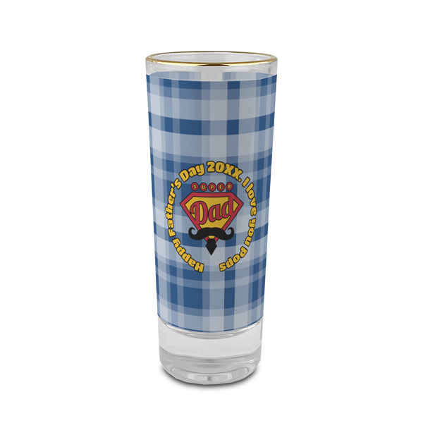 Custom Hipster Dad 2 oz Shot Glass - Glass with Gold Rim (Personalized)