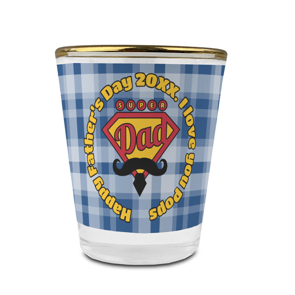 Hipster Dad Glass Shot Glass - With gold rim - FRONT