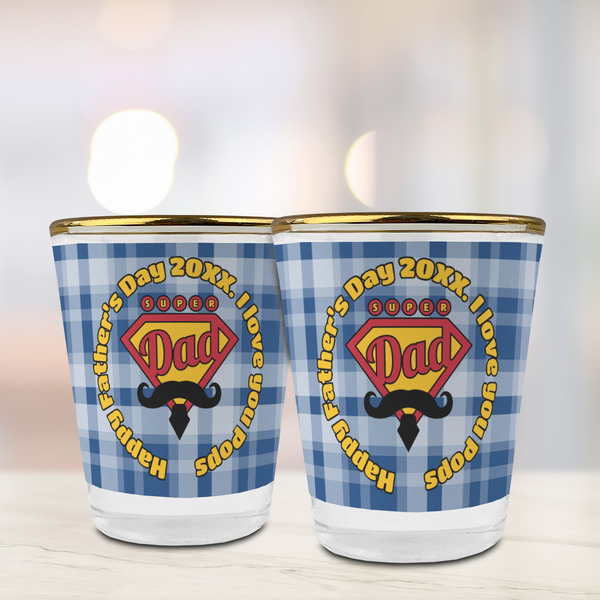 Hipster Dad Glass Shot Glass - with gold rim - LIFESTYLE