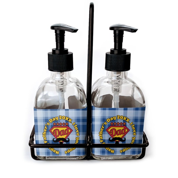 Custom Hipster Dad Glass Soap & Lotion Bottle Set (Personalized)