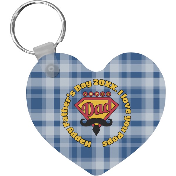 Custom Hipster Dad Heart Plastic Keychain w/ Name or Text