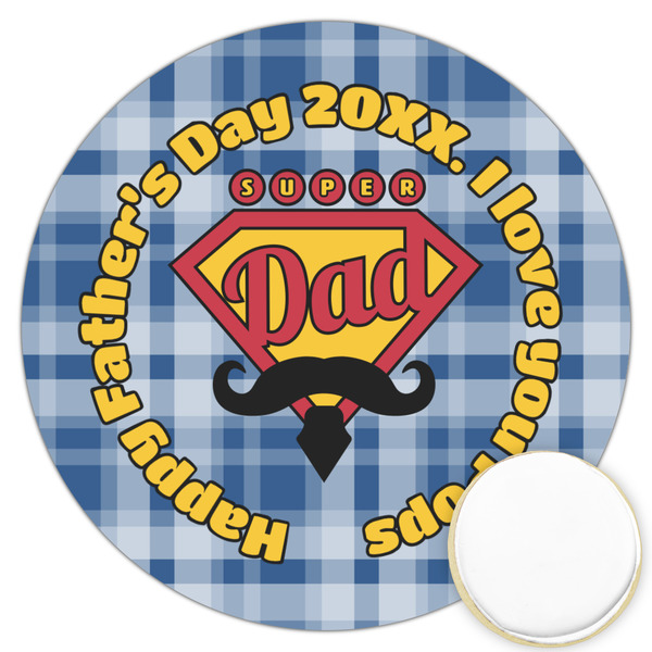 Custom Hipster Dad Printed Cookie Topper - 3.25" (Personalized)