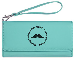 Hipster Dad Ladies Leatherette Wallet - Laser Engraved- Teal (Personalized)