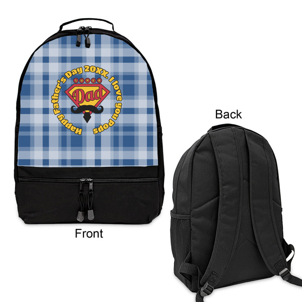 Hipster Dad Large Backpack - Black - Front & Back View