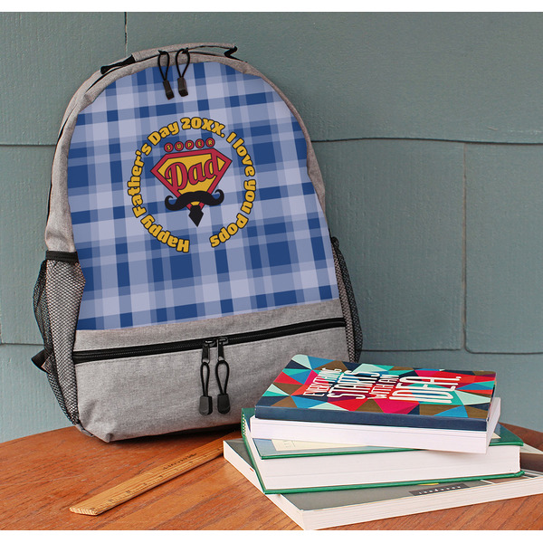 Hipster Dad Large Backpack - Gray - On Desk