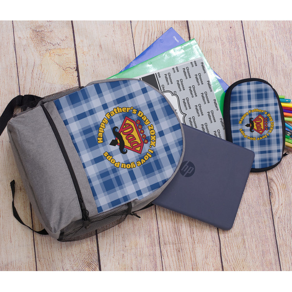 Hipster Dad Large Backpack - Gray - With Stuff