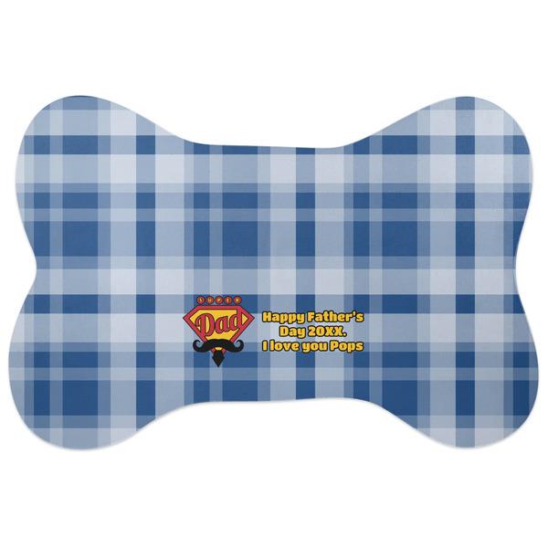 Custom Hipster Dad Bone Shaped Dog Food Mat (Personalized)