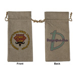 Hipster Dad Large Burlap Gift Bag - Front & Back (Personalized)