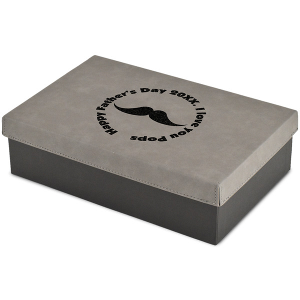 Custom Hipster Dad Large Gift Box w/ Engraved Leather Lid (Personalized)