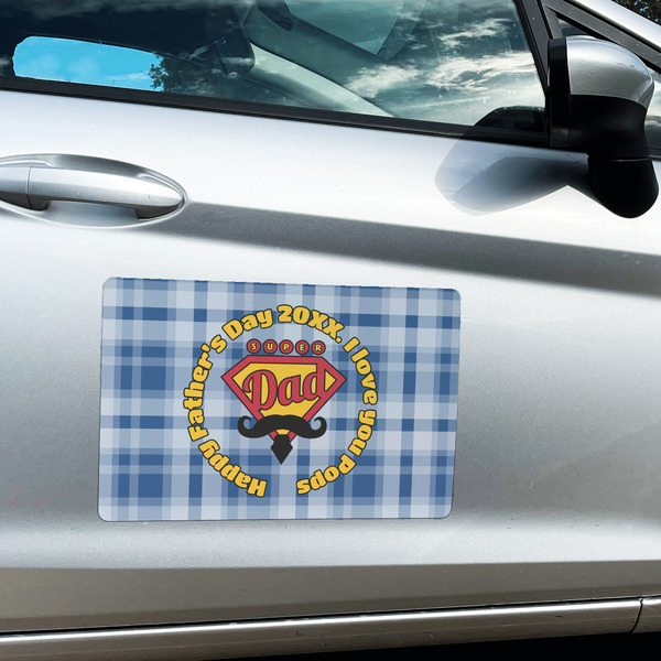 Hipster Dad Large Rectangle Car Magnets- In Context