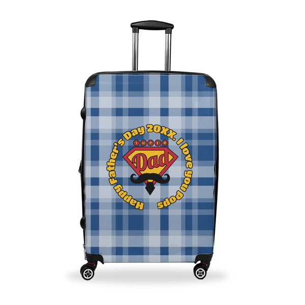 Custom Hipster Dad Suitcase - 28" Large - Checked w/ Name or Text