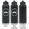 Hipster Dad Laser Engraved Water Bottles - 2 Styles - Front & Back View