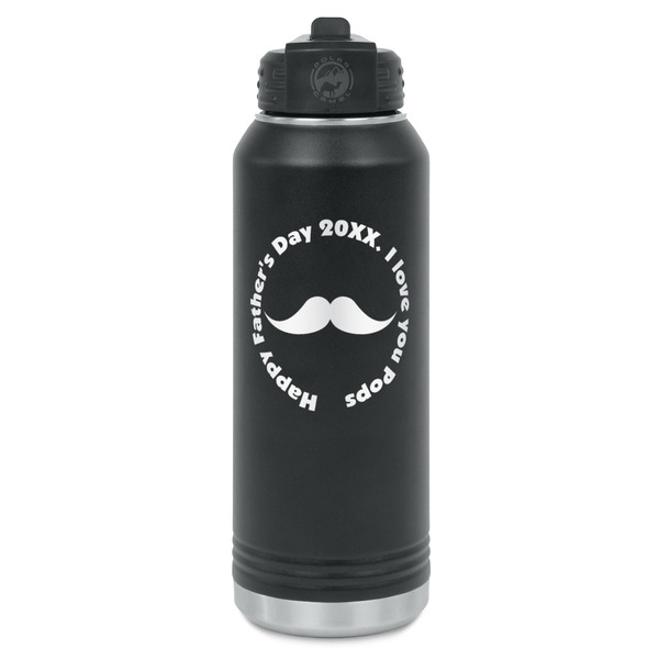 Custom Hipster Dad Water Bottle - Laser Engraved - Front (Personalized)