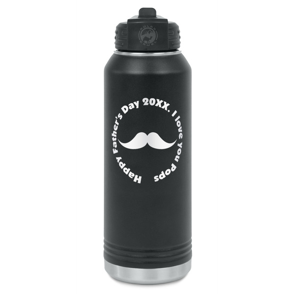 Custom Hipster Dad Water Bottles - Laser Engraved (Personalized)