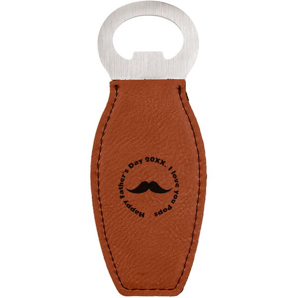 Custom Hipster Dad Leatherette Bottle Opener - Double Sided (Personalized)