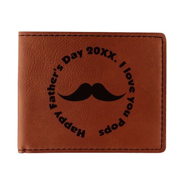 Custom Hipster Dad Leatherette Bifold Wallet - Double Sided (Personalized)