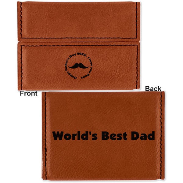 Hipster Dad Leather Business Card Holder - Front Back