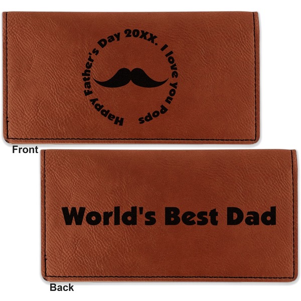 Hipster Dad Leather Checkbook Holder Front and Back