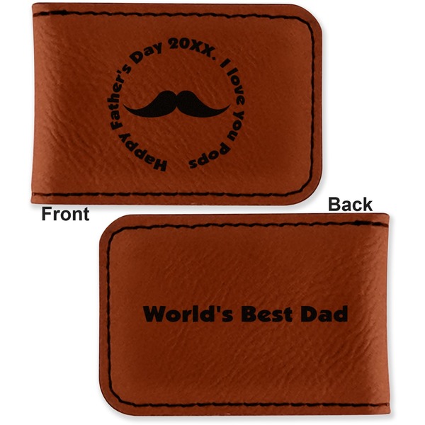 Hipster Dad Leatherette Magnetic Money Clip - Front and Back