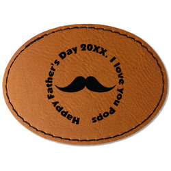Hipster Dad Faux Leather Iron On Patch - Oval (Personalized)