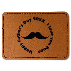 Hipster Dad Faux Leather Iron On Patch - Rectangle (Personalized)
