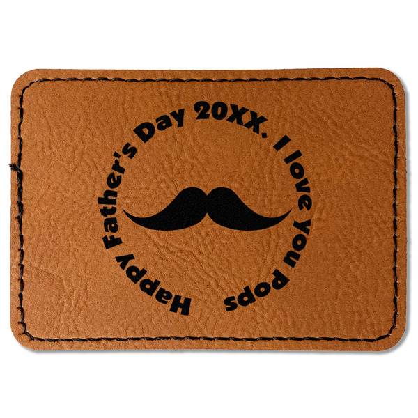 Custom Hipster Dad Faux Leather Iron On Patch - Rectangle (Personalized)
