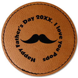 Hipster Dad Faux Leather Iron On Patch - Round (Personalized)