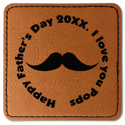Hipster Dad Faux Leather Iron On Patch - Square (Personalized)