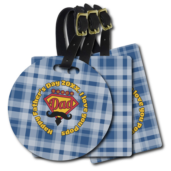 Custom Hipster Dad Plastic Luggage Tag (Personalized)