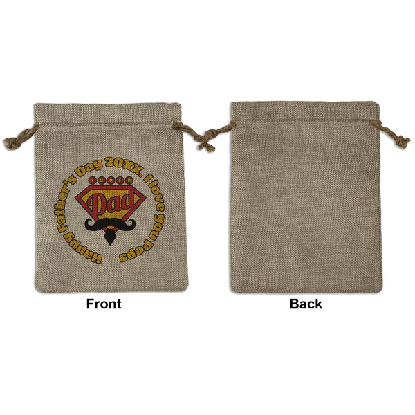 Hipster Dad Medium Burlap Gift Bag - Front Approval