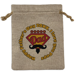 Hipster Dad Medium Burlap Gift Bag - Front (Personalized)