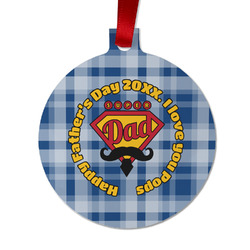 Hipster Dad Metal Ball Ornament - Double Sided w/ Name or Text