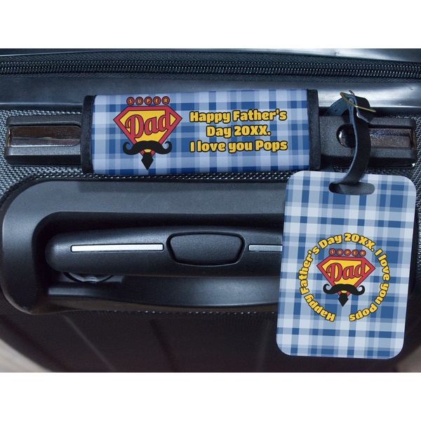 Hipster Dad Metal Luggage Tag & Handle Wrap - In Context