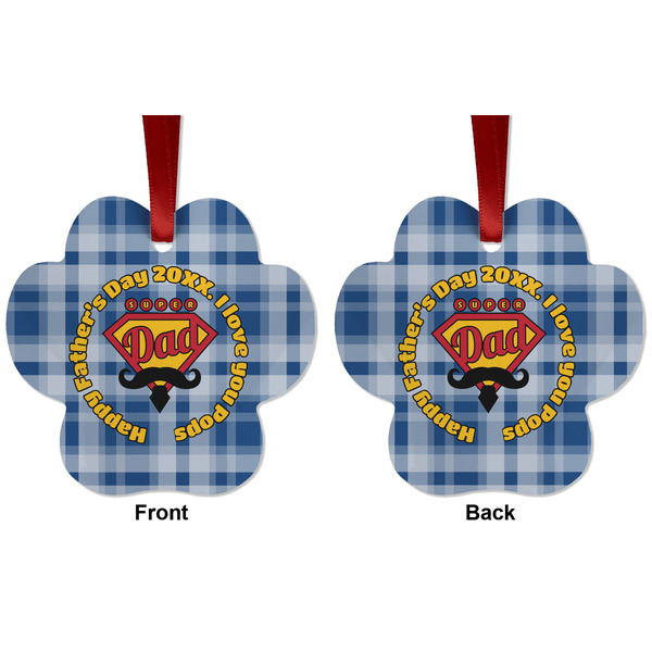 Hipster Dad Metal Paw Ornament - Front and Back