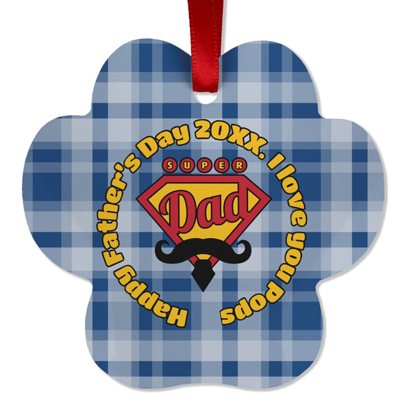 Custom Hipster Dad Metal Paw Ornament - Double Sided w/ Name or Text