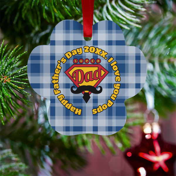 Hipster Dad Metal Paw Ornament - Lifestyle