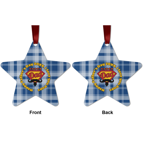 Hipster Dad Metal Star Ornament - Front and Back