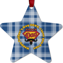 Hipster Dad Metal Star Ornament - Double Sided w/ Name or Text