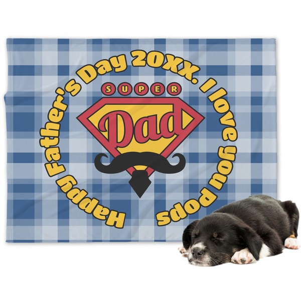 Custom Hipster Dad Dog Blanket - Large (Personalized)
