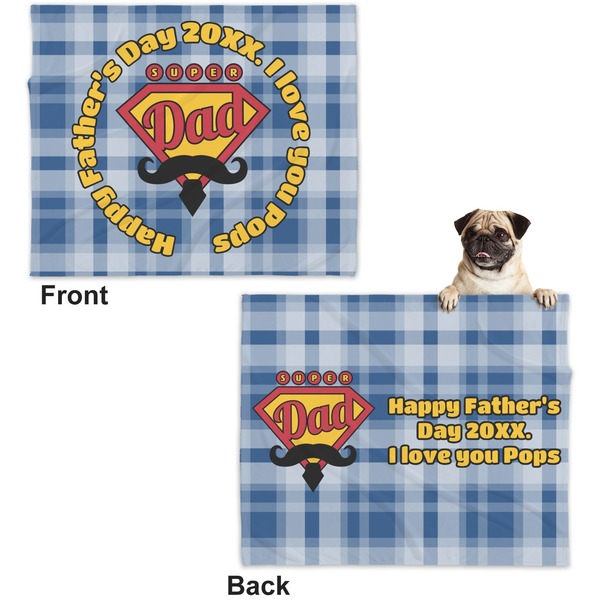 Hipster Dad Microfleece Dog Blanket - Large- Front & Back