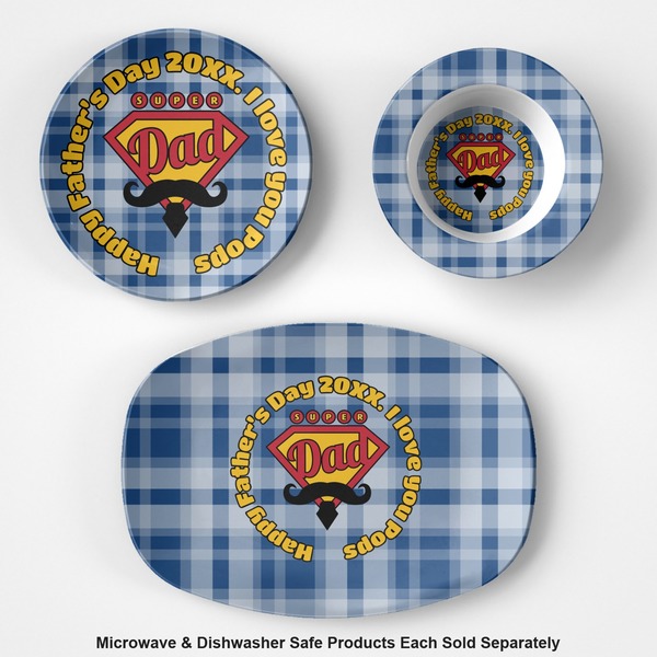 Hipster Dad Microwave & Dishwasher Safe CP Plastic Dishware - Group