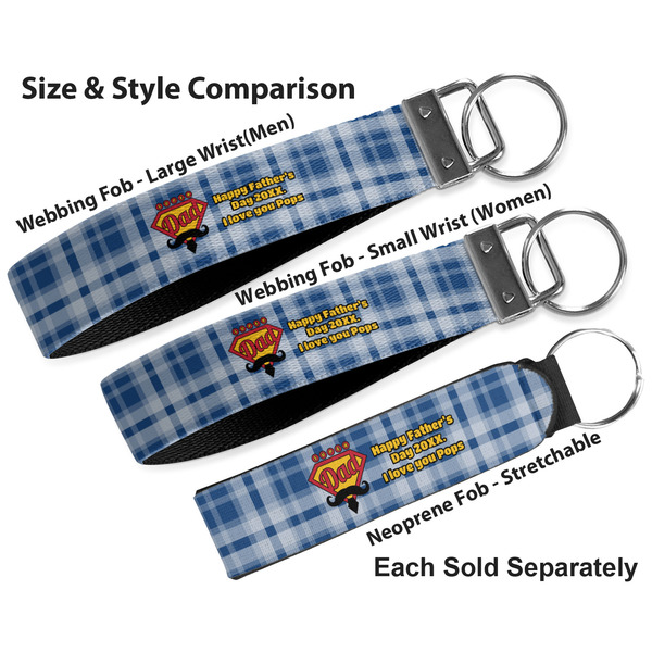 Hipster Dad Multiple Key Ring comparison sizes