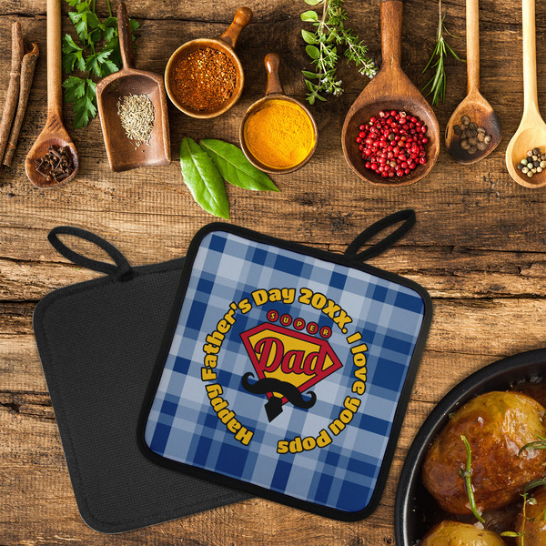 Hipster Dad Neoprene Pot Holder - Set of 2  LIFESTYLE (Flatlay)